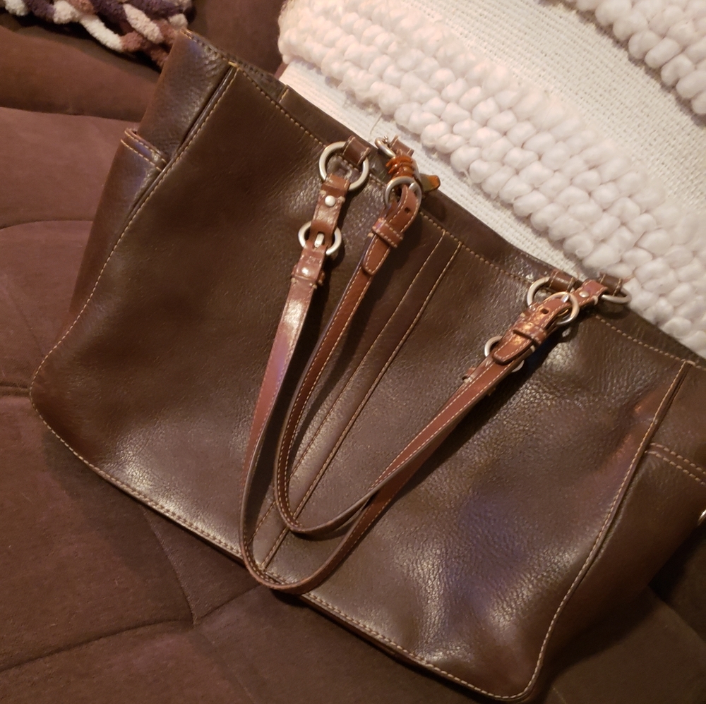 Coach brown leather tote